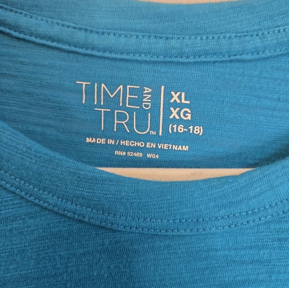 Time and Tru Women's Relaxed Fit Slub T-Shirt Blue XL - Picture 2 of 3